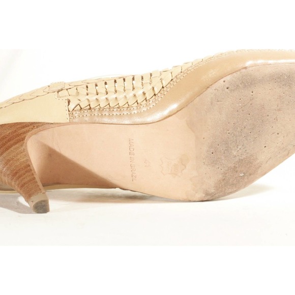 Ulla Johnson Woven Panel Mules Heels Latte Brown Basket Weave Braided 41 Shoes - Picture 15 of 16